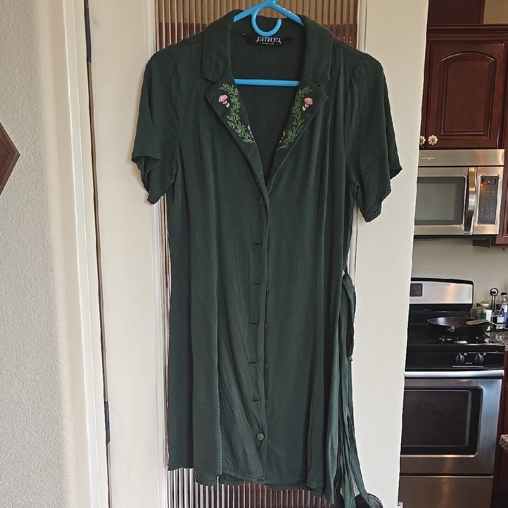 Green Dress with Mushroom Details
